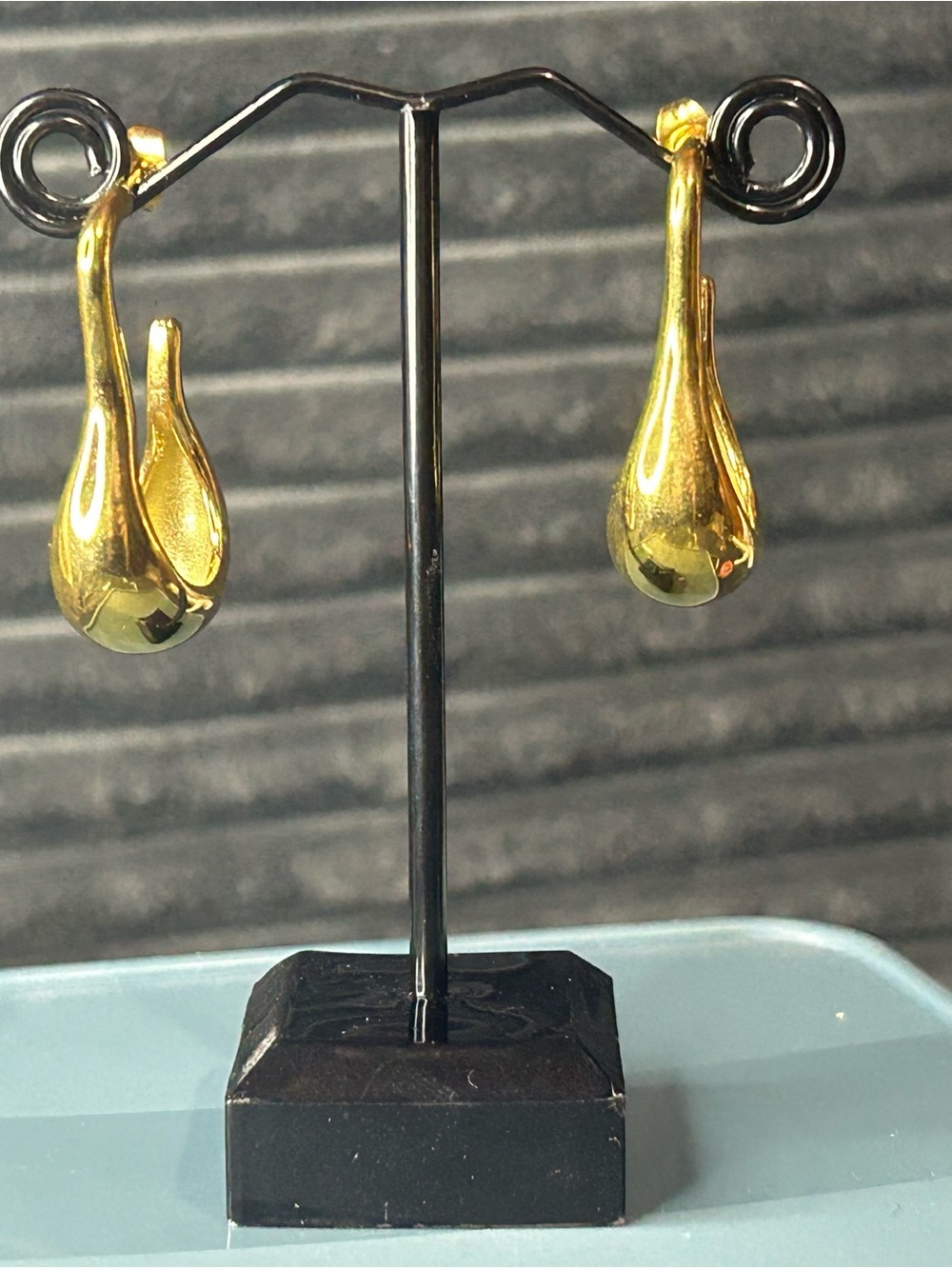 Chunky Abstract Molten Gold Hoop Earrings - Wavy Liquid Metal Drop Huggies